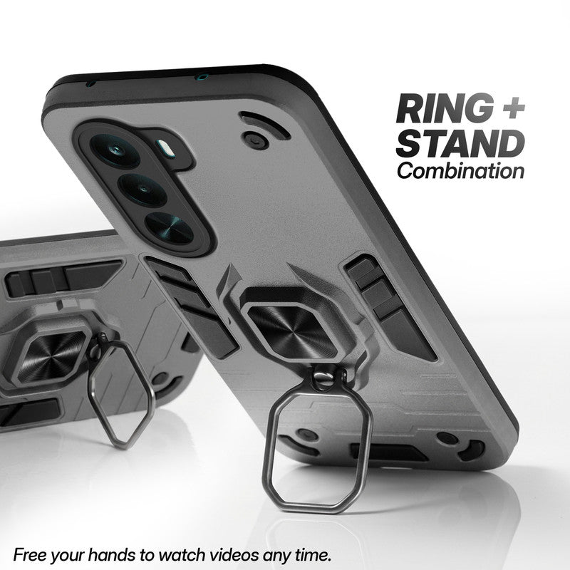 Realme P4x 5G case with foldable ring stand for hands-free viewing in kickstand position