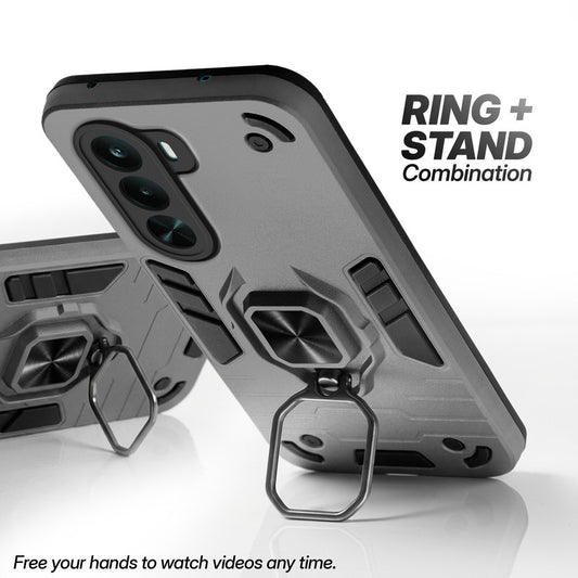 Realme P4x 5G case with foldable ring stand for hands-free viewing in kickstand position