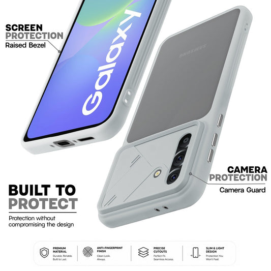 Premium Frosted Back Cover with Textured Camera Design & Metal-Look Buttons for Samsung A36 5G