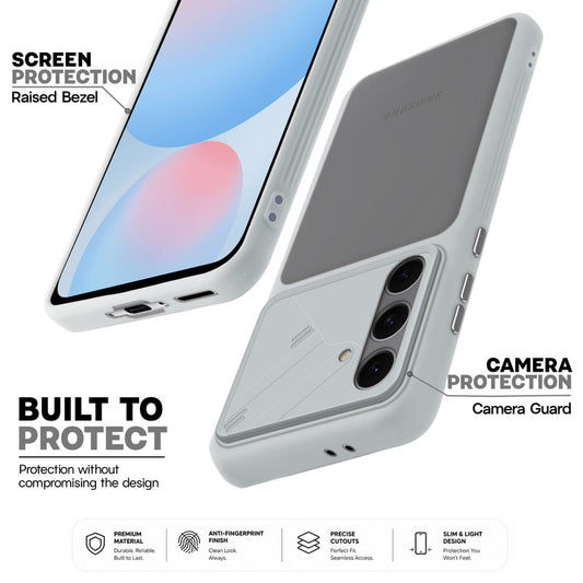 Premium Frosted Back Cover with Textured Camera Design & Metal-Look Buttons for Samsung S24 FE 5G