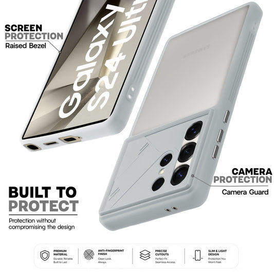 Premium Frosted Back Cover with Textured Camera Design & Metal-Look Buttons for Samsung S24 Ultra 5G