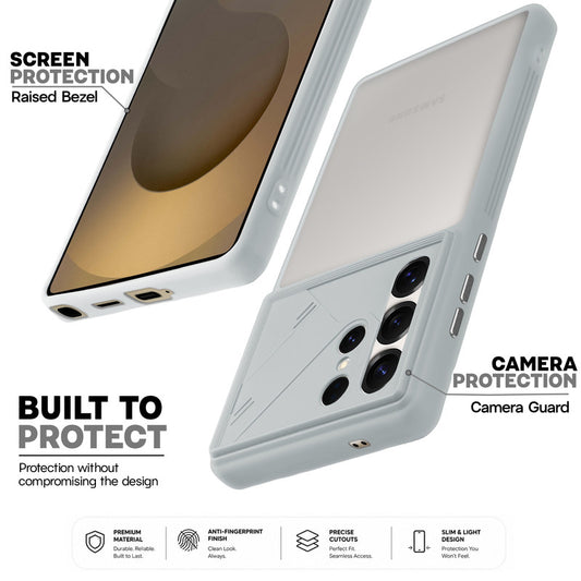 Premium Frosted Back Cover with Textured Camera Design & Metal-Look Buttons for Samsung S25 Ultra 5G