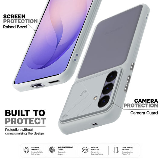 Premium Frosted Back Cover with Textured Camera Design & Metal-Look Buttons for Samsung S26 5G