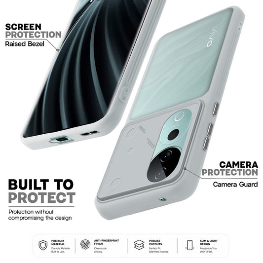 Premium Frosted Back Cover with Textured Camera Design & Metal-Look Buttons for Vivo T3 Ultra 5G
