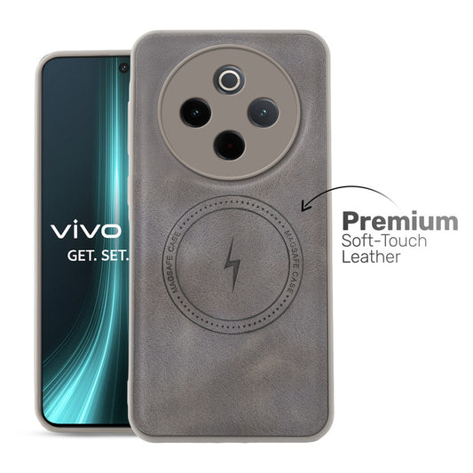 Refined PU Leather Case for Vivo T4 5G , with Support for MagSafe & Wireless Accessories