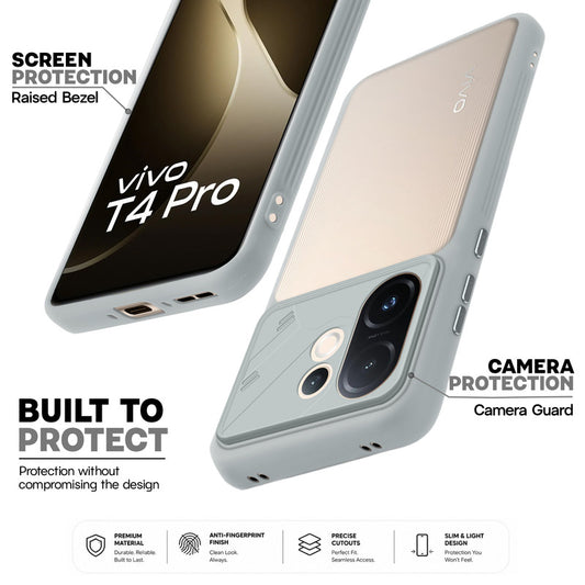 Premium Frosted Back Cover with Textured Camera Design & Metal-Look Buttons for Vivo T4 Pro 5G