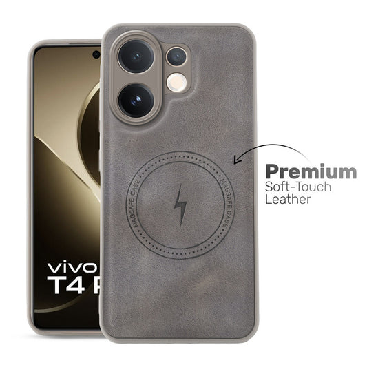 Refined PU Leather Case for Vivo T4 Pro 5G , with Support for MagSafe & Wireless Accessories