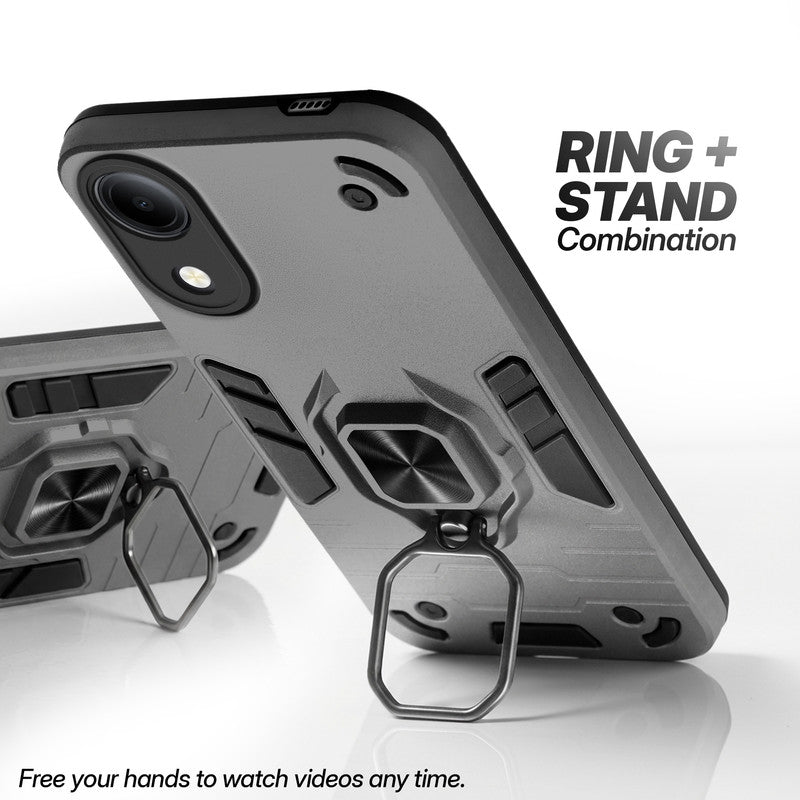 Vivo T5e 5G case with foldable ring stand for hands-free viewing in kickstand position