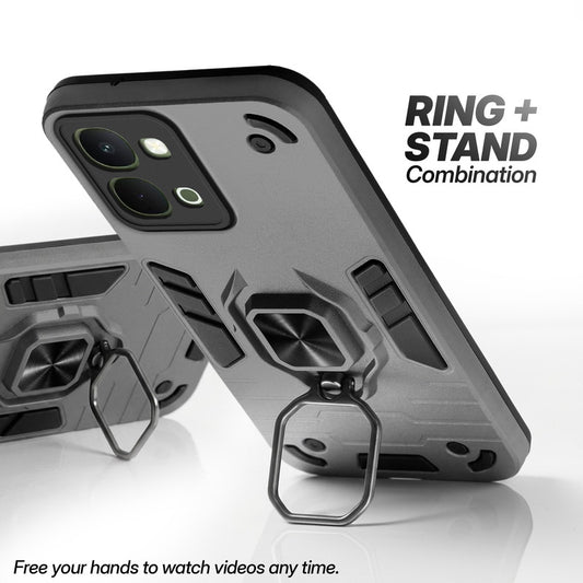 Vivo T5x 5G case with foldable ring stand for hands-free viewing in kickstand position