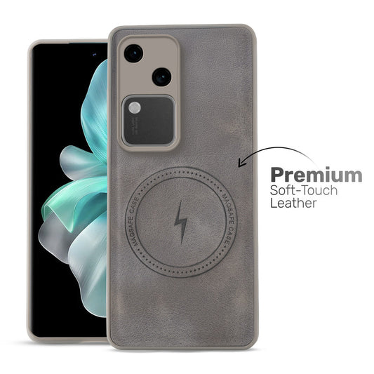 Refined PU Leather Case for Vivo V30 5G , with Support for MagSafe & Wireless Accessories