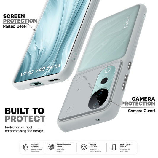 Premium Frosted Back Cover with Textured Camera Design & Metal-Look Buttons for Vivo V40 5G
