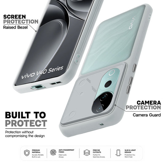 Premium Frosted Back Cover with Textured Camera Design & Metal-Look Buttons for Vivo V40 Pro 5G