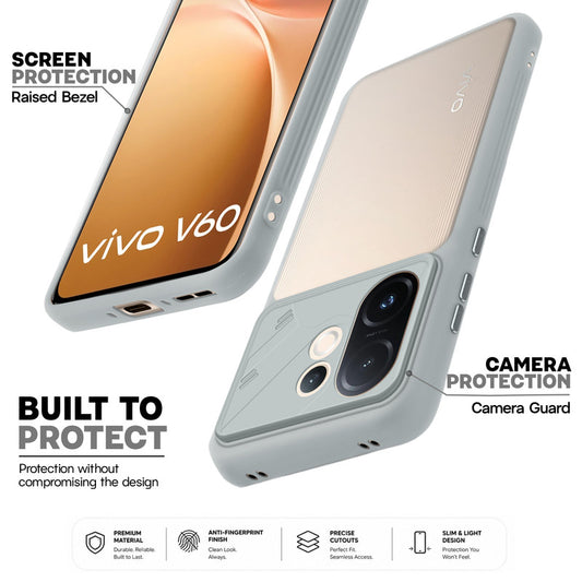 Premium Frosted Back Cover with Textured Camera Design & Metal-Look Buttons for Vivo V60 5G