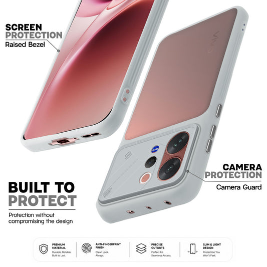 Premium Frosted Back Cover with Textured Camera Design & Metal-Look Buttons for Vivo V70 5G