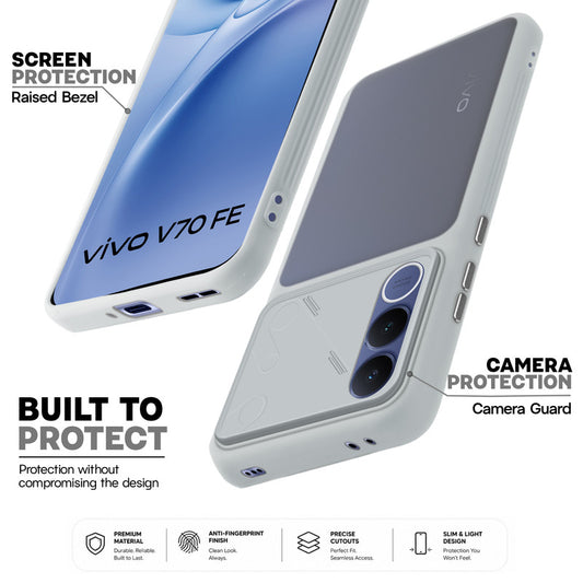 Premium Frosted Back Cover with Textured Camera Design & Metal-Look Buttons for Vivo V70 FE 5G