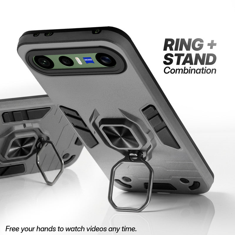 Vivo X300 FE 5G case with foldable ring stand for hands-free viewing in kickstand position