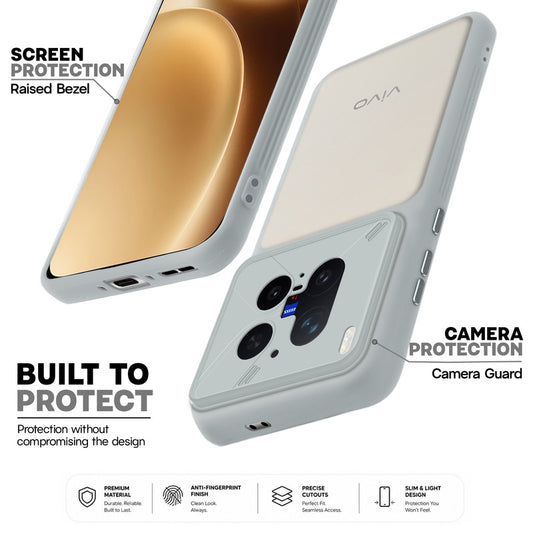 Premium Frosted Back Cover with Textured Camera Design & Metal-Look Buttons for Vivo X300 Pro 5G
