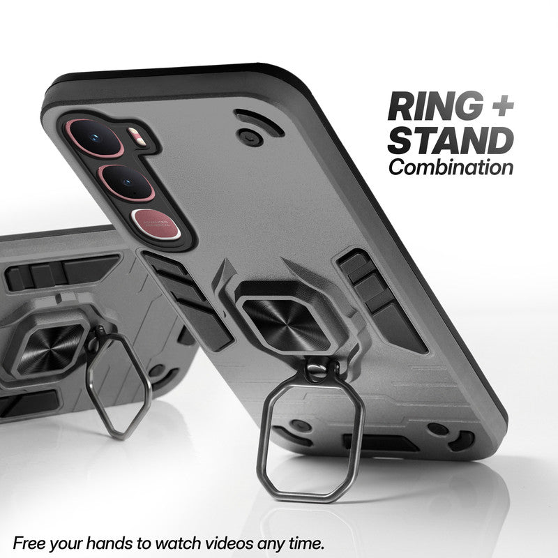 Vivo Y31 5G case with foldable ring stand for hands-free viewing in kickstand position