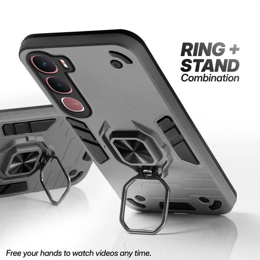 Vivo Y31 5G case with foldable ring stand for hands-free viewing in kickstand position