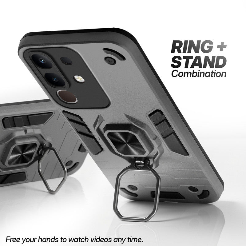 Vivo Y31 Pro 5G case with foldable ring stand for hands-free viewing in kickstand position