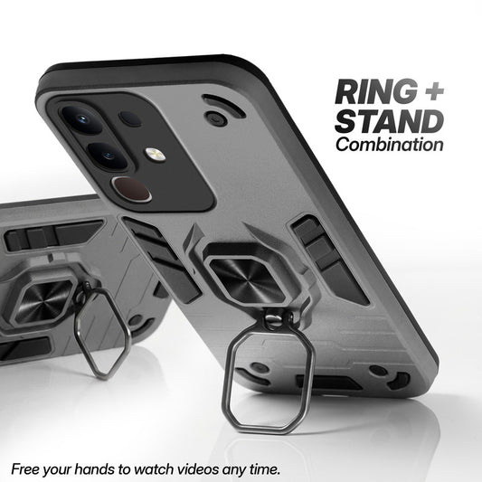 Vivo Y31 Pro 5G case with foldable ring stand for hands-free viewing in kickstand position