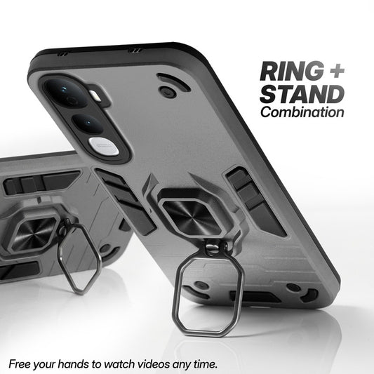 Vivo Y400 5G case with foldable ring stand for hands-free viewing in kickstand position