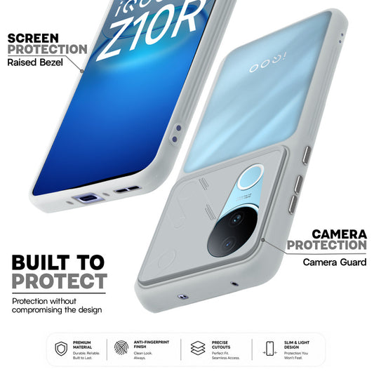 Premium Frosted Back Cover with Textured Camera Design & Metal-Look Buttons for iQOO Z10R 5G