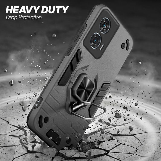 Dual Layer Shockproof Back Cover with 360° Rotatable Ring Grip & Impact Resistant Frame for Motorola Moto Edge 50 Fusion 5G