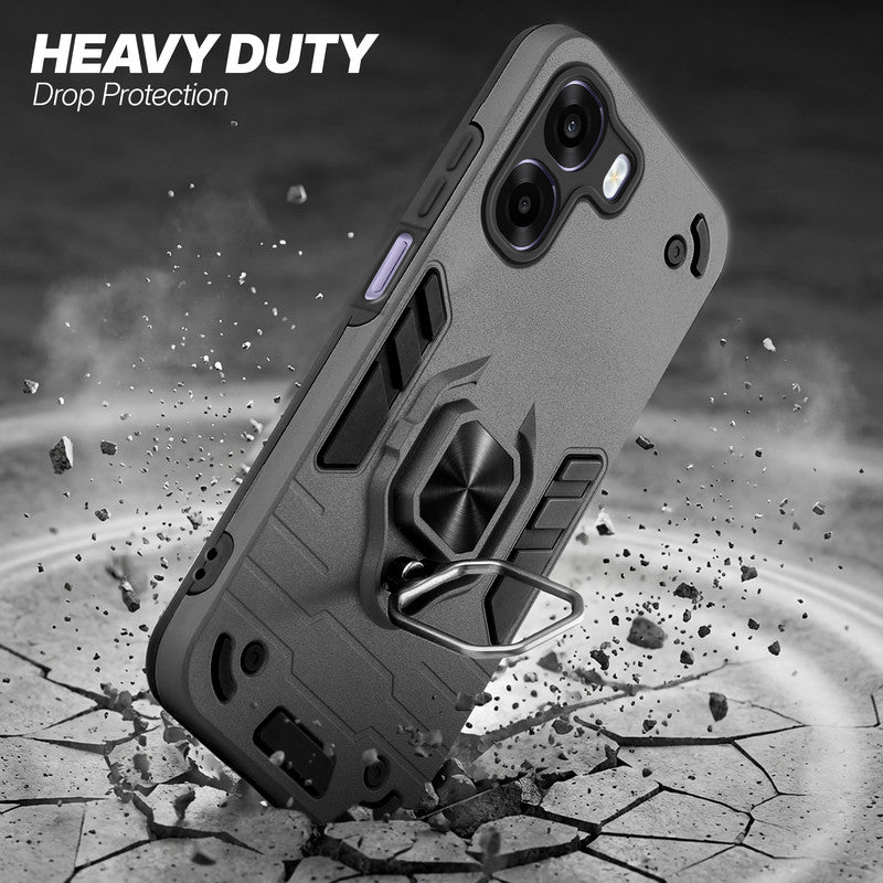 Oppo K14x 5G protective case illustrating impact drop protection with an impact-resistant frame.