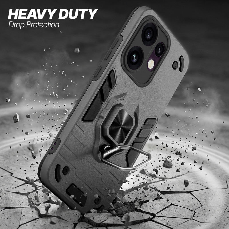 Oppo Reno 16 5G protective case illustrating impact drop protection with an impact-resistant frame.