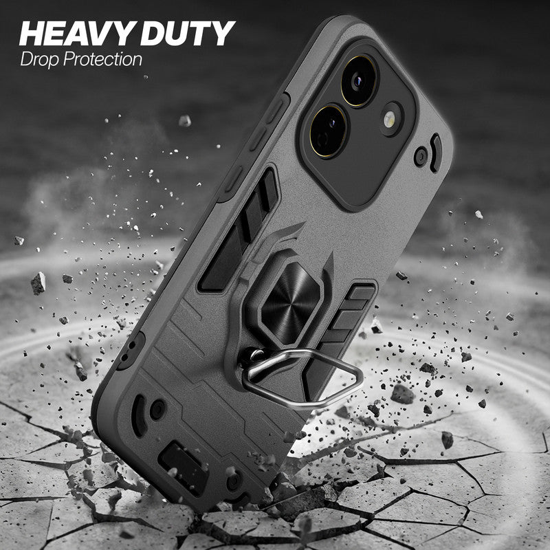 Poco X8 Power 5G protective case illustrating impact drop protection with an impact-resistant frame.
