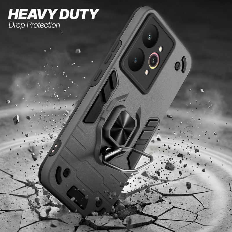 Realme 15 5G protective case illustrating impact drop protection with an impact-resistant frame.