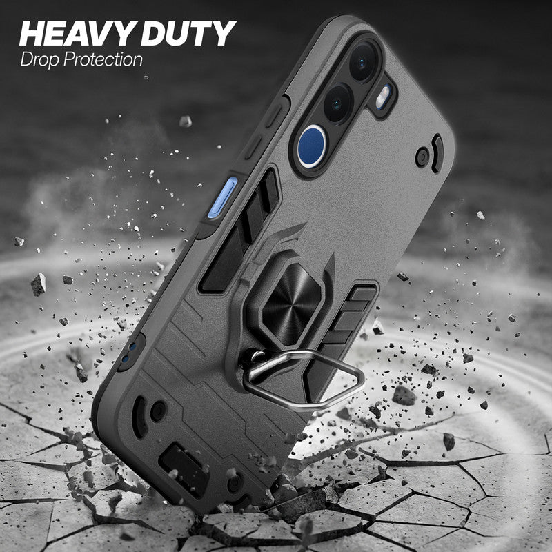 Realme C100x 5G protective case illustrating impact drop protection with an impact-resistant frame.