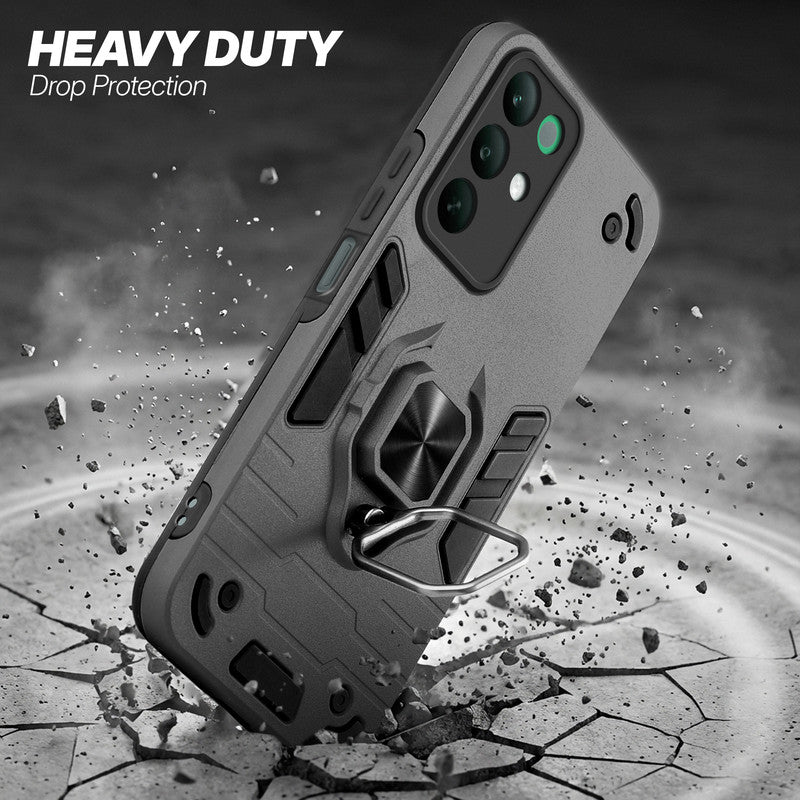 Realme C85 5G protective case illustrating impact drop protection with an impact-resistant frame.