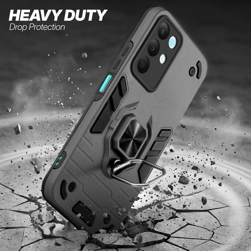Realme Narzo 90x 5G protective case illustrating impact drop protection with an impact-resistant frame.