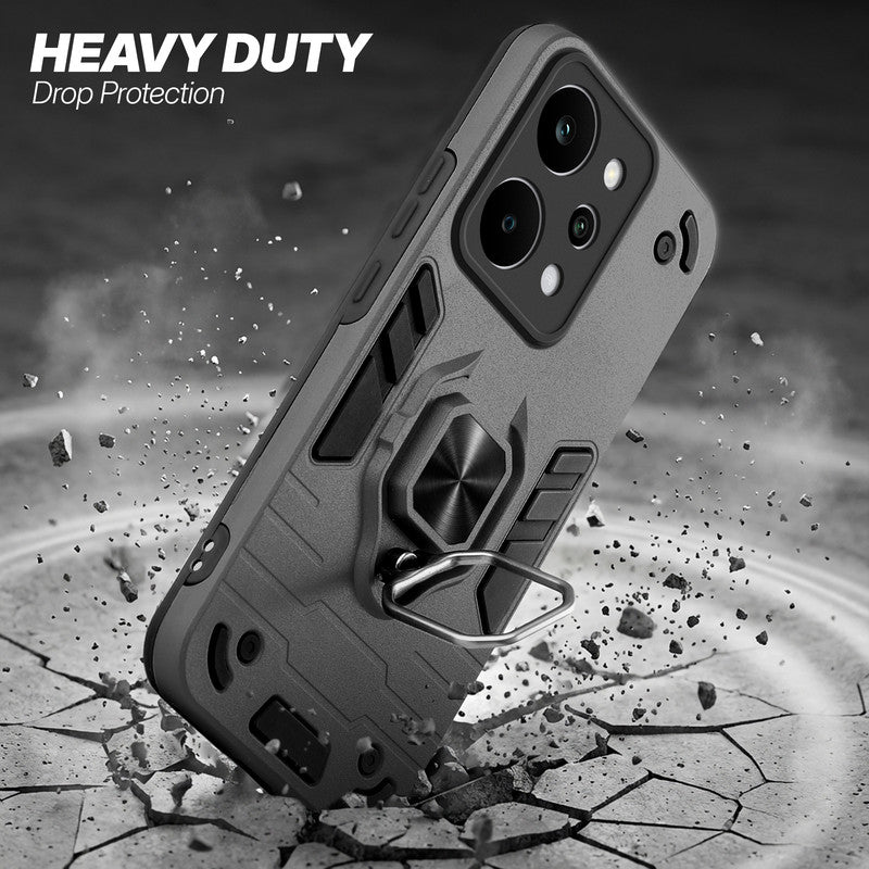 Realme P4 Power 5G protective case illustrating impact drop protection with an impact-resistant frame.
