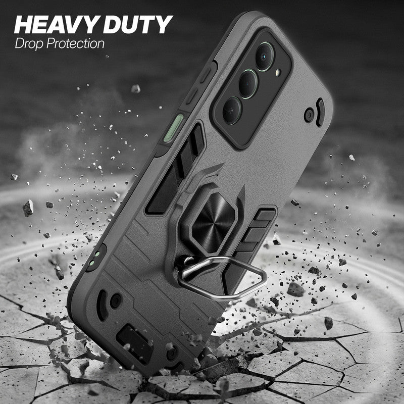 Redmi Note 15 5G protective case illustrating impact drop protection with an impact-resistant frame.
