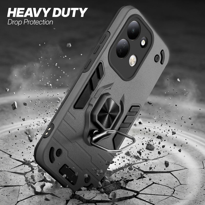 Redmi 17 5G protective case illustrating impact drop protection with an impact-resistant frame.