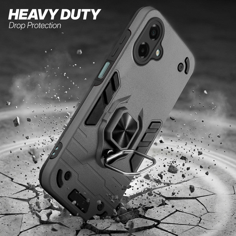 Samsung A07 5G protective case illustrating impact drop protection with an impact-resistant frame.