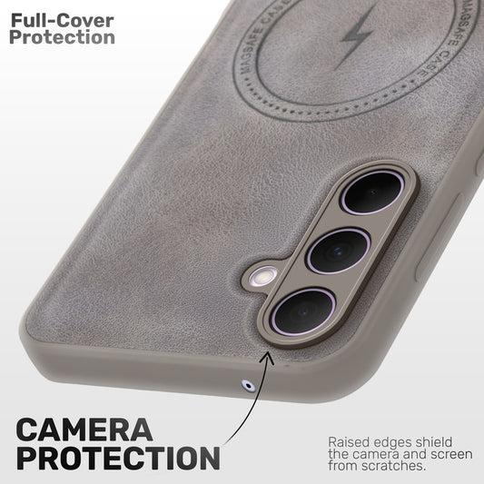 Refined PU Leather Case for Samsung A35 5G , with Support for MagSafe & Wireless Accessories