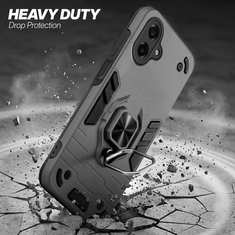 Samsung M07 protective case illustrating impact drop protection with an impact-resistant frame.