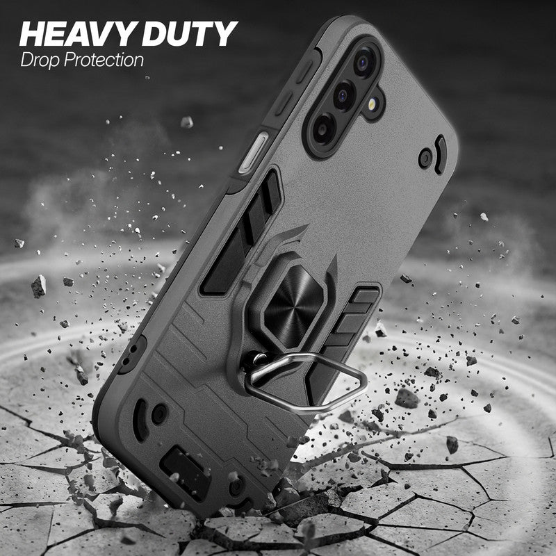 Samsung M17 5G protective case illustrating impact drop protection with an impact-resistant frame.