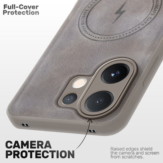 Refined PU Leather Case for Vivo V60 5G , with Support for MagSafe & Wireless Accessories