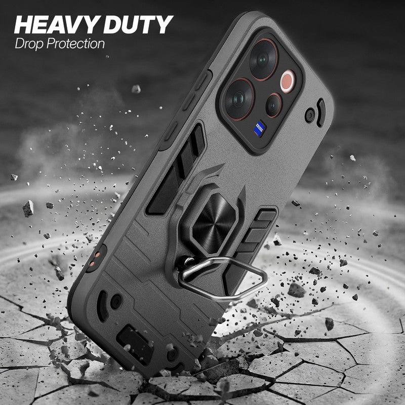 Vivo V70 5G protective case illustrating impact drop protection with an impact-resistant frame.