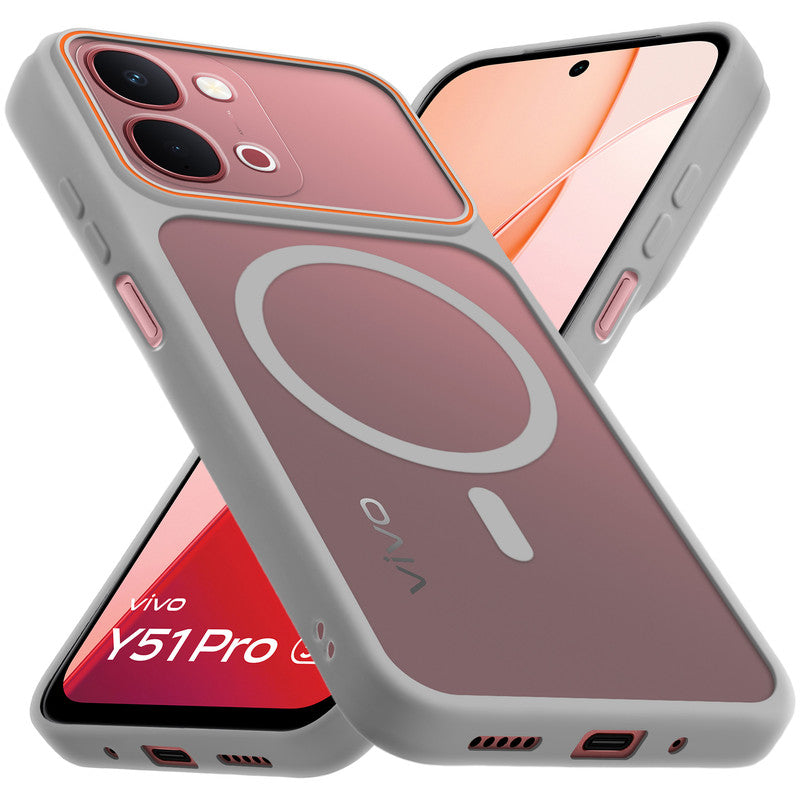Premium Magnetic Case for Vivo Y51 Pro 5G with Frosted Back, Soft Silicone Edges & Raised Camera Protection