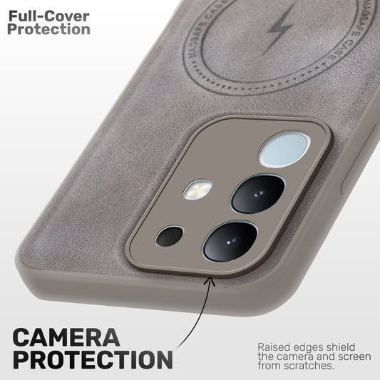 Refined PU Leather Case for iQOO Z10x 5G , with Support for MagSafe & Wireless Accessories