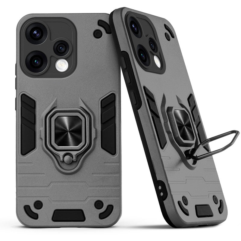 Back view of Oppo Reno 15 5G case highlighting the built-in rotating metal ring holder