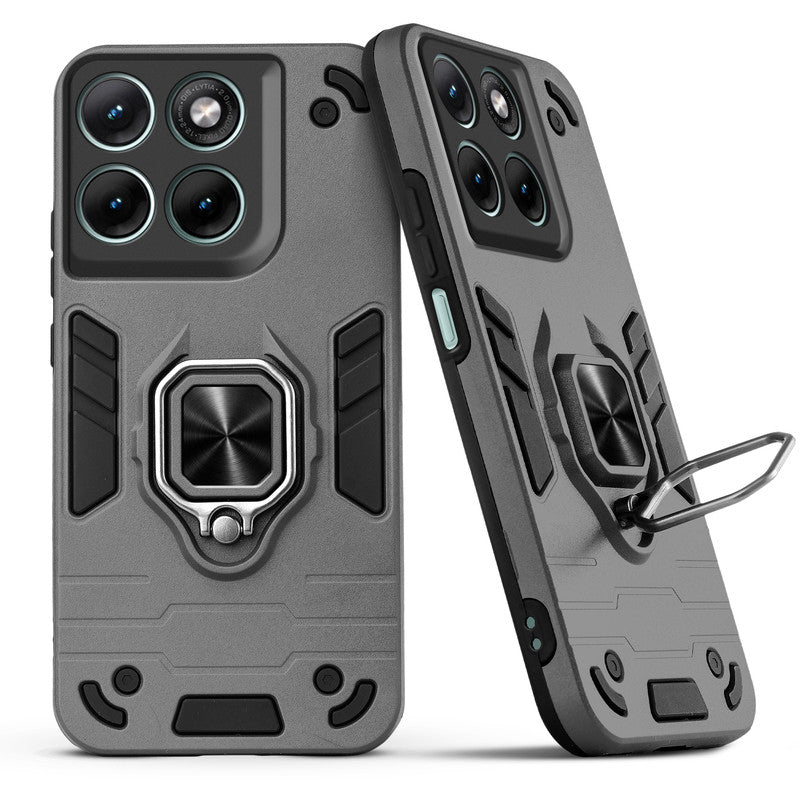 Back view of Motorola G37 5G case highlighting the built-in rotating metal ring holder