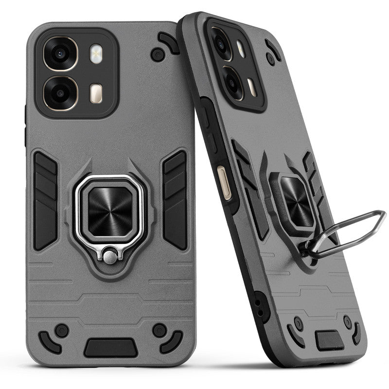 Back view of Oppo A6 Pro 5G case highlighting the built-in rotating metal ring holder