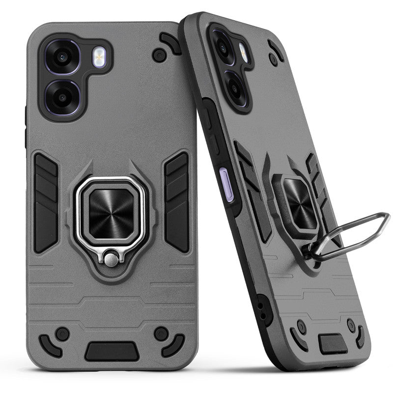 Back view of Oppo A6x 5G case highlighting the built-in rotating metal ring holder